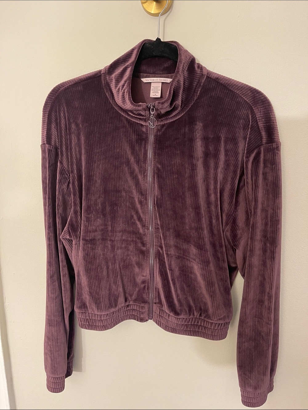 Victoria's Secret Mauve Plush Zip-Up Bomber Jacket